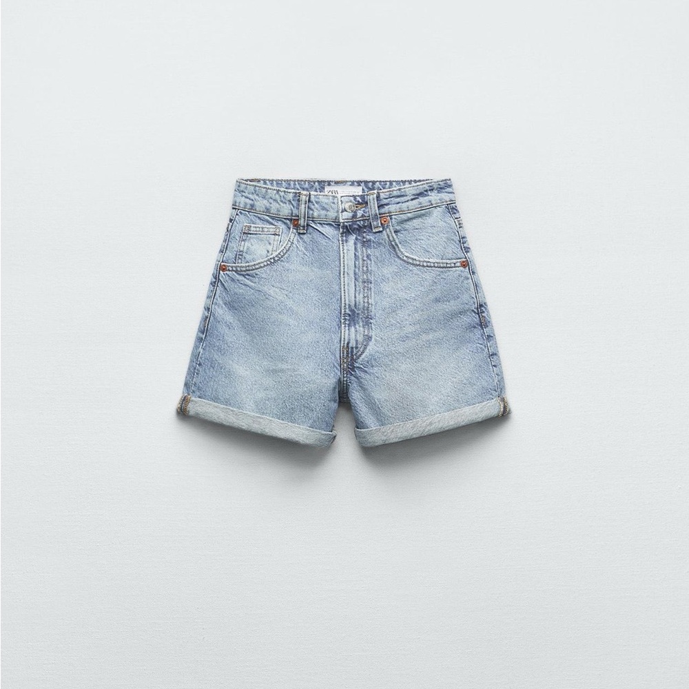 Zara Light Blue High Waist Women Shorts